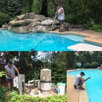 SQHM4032 Man Performing Maintenance and Cleaning on Swimming Pool